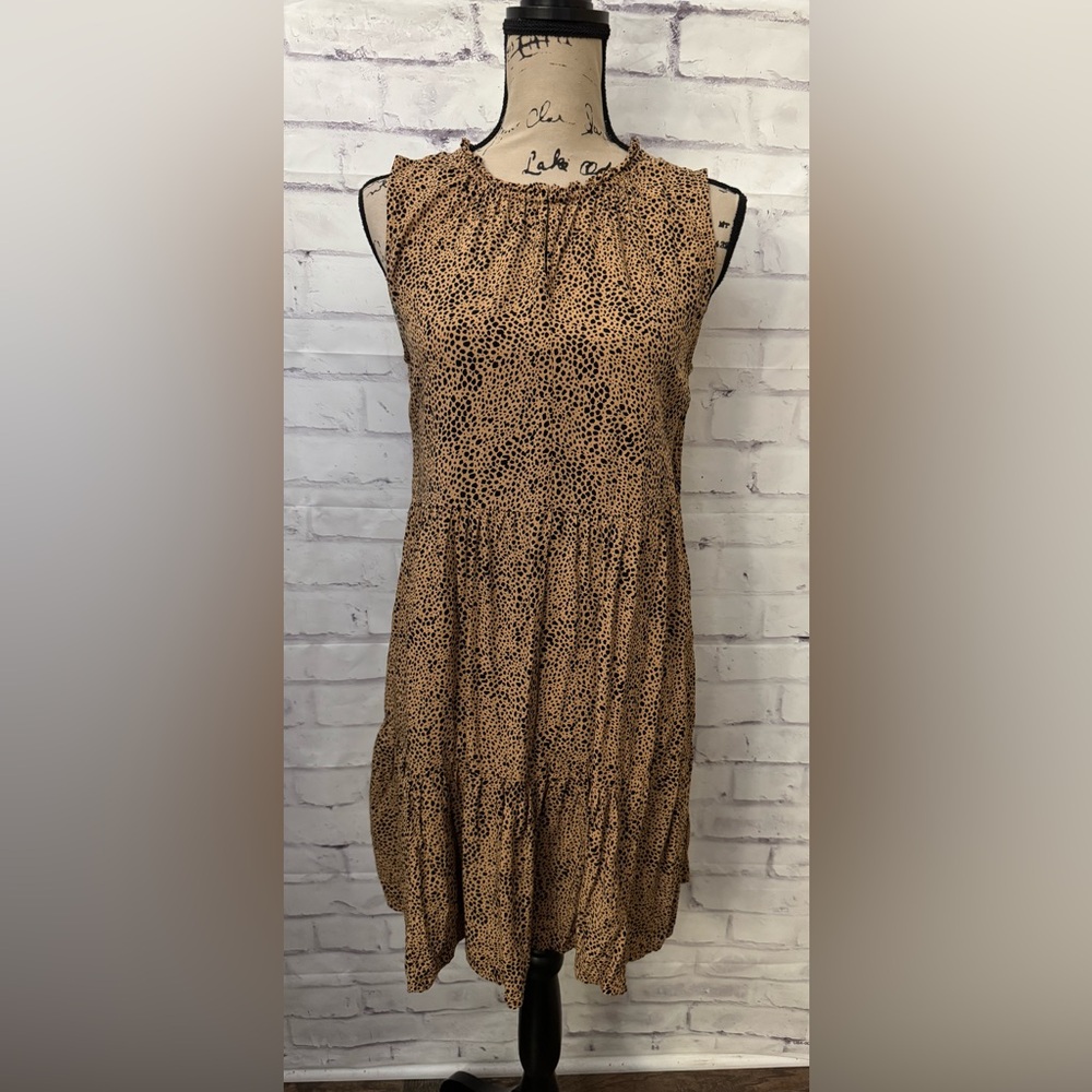 Old Navy Small‎ Cheetah Animal Print Tiered Sleeveless Swing Dress Ruffle Girly